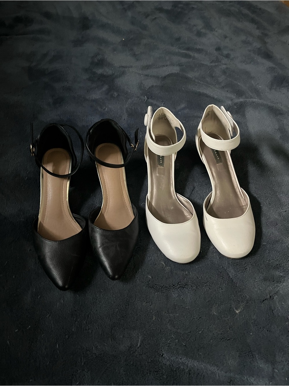 Ankle-Strap Pointed and Round-Toe Heels in Black and White